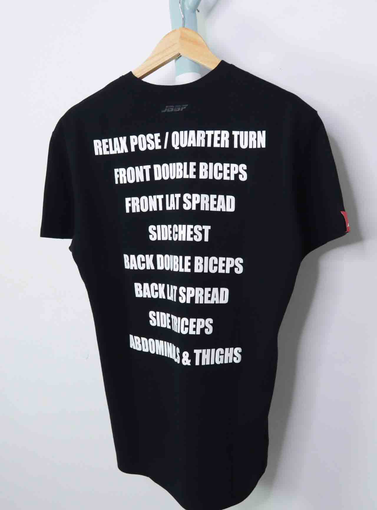 JBBF T-Shirt 黒T 刺繍x背面競技名 白プリント