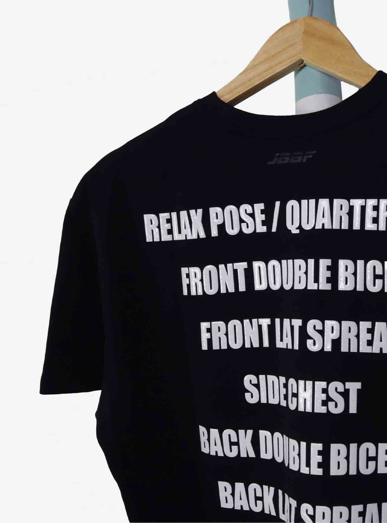 JBBF T-Shirt 黒T 刺繍x背面競技名 白プリント