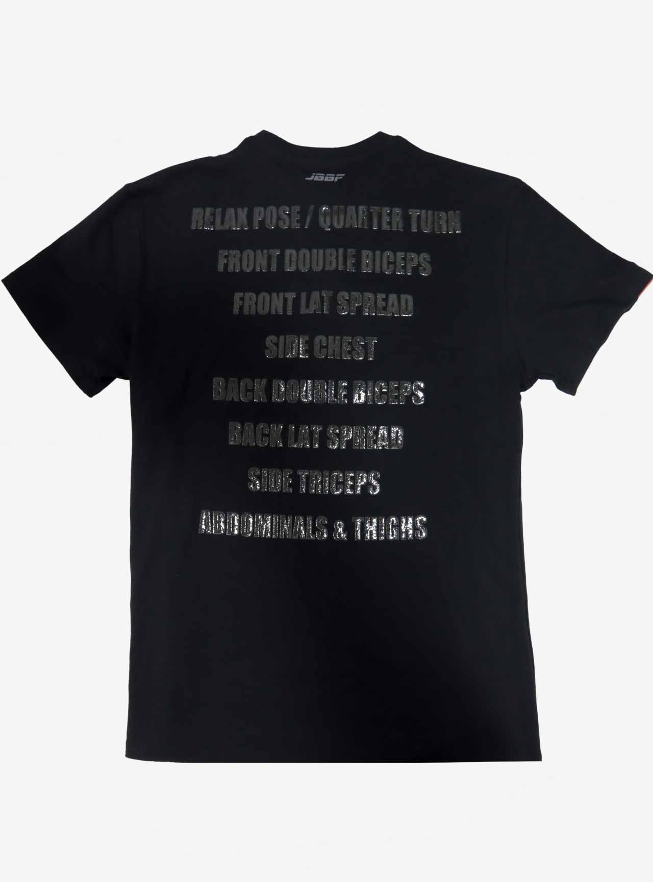 JBBF T-Shirt 黒T 刺繍x背面競技名 黒プリント
