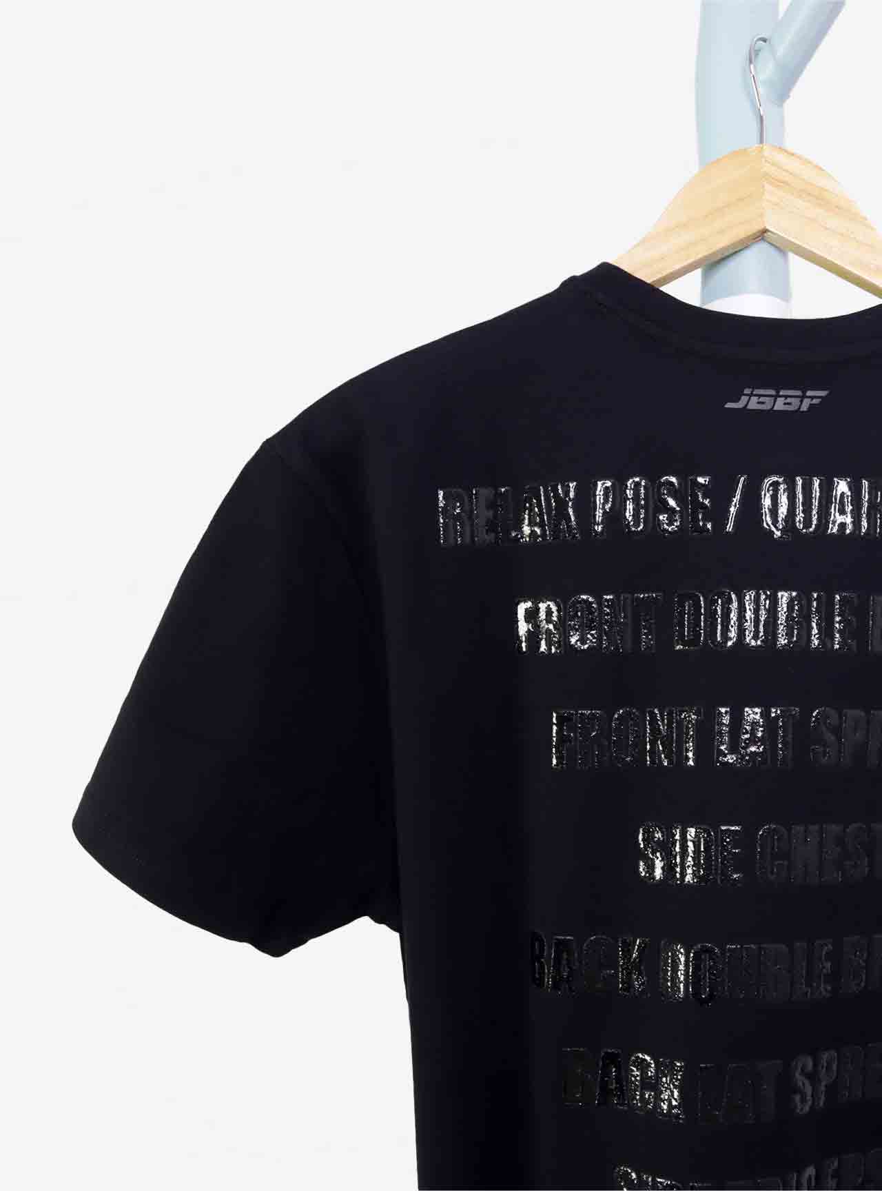 JBBF T-Shirt 黒T 刺繍x背面競技名 黒プリント