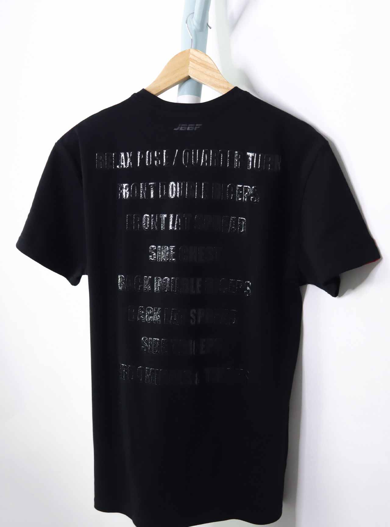 JBBF T-Shirt 黒T 刺繍x背面競技名 黒プリント