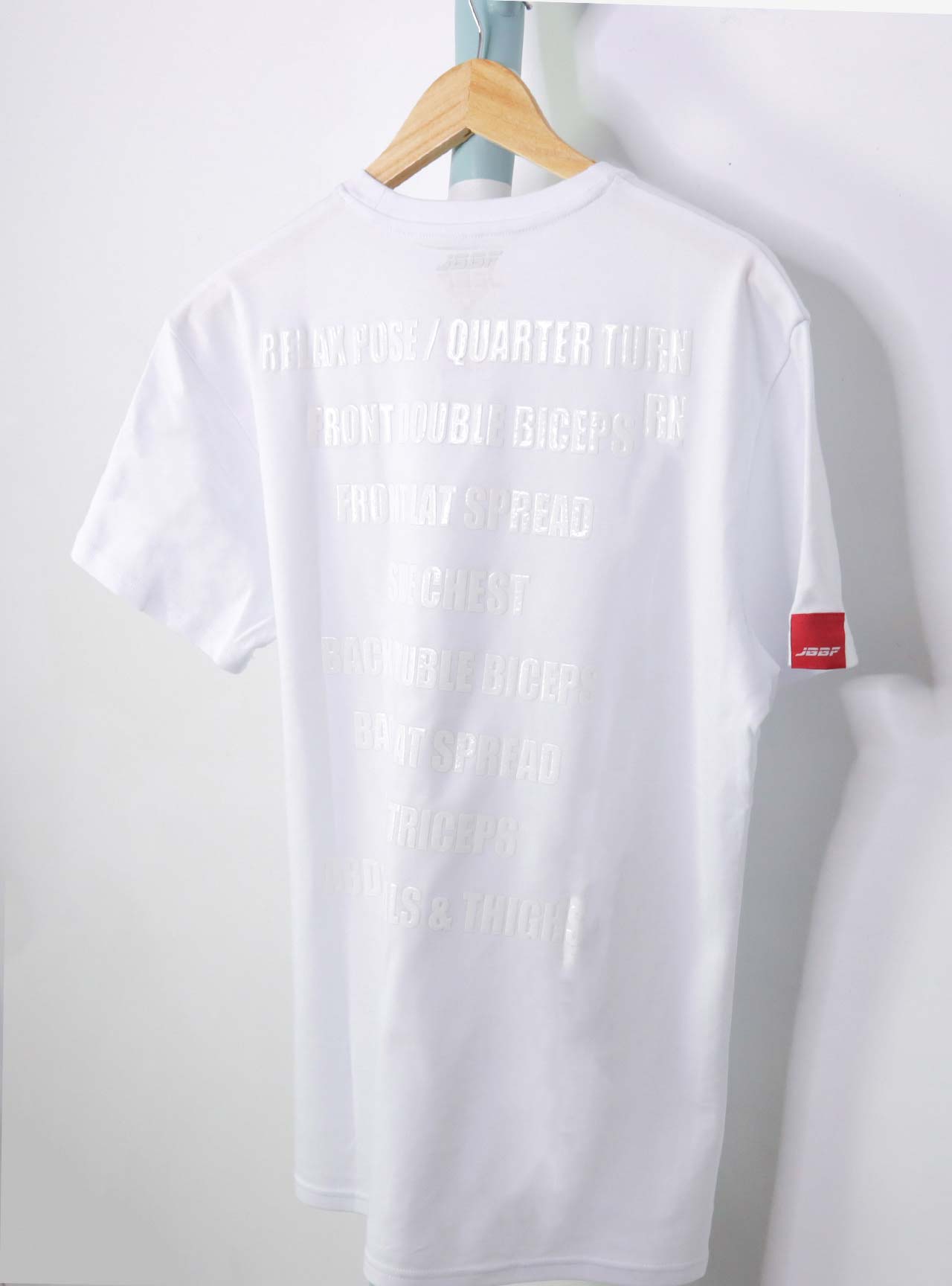 JBBF T-Shirt 白T 刺繍x背面競技名 白プリント