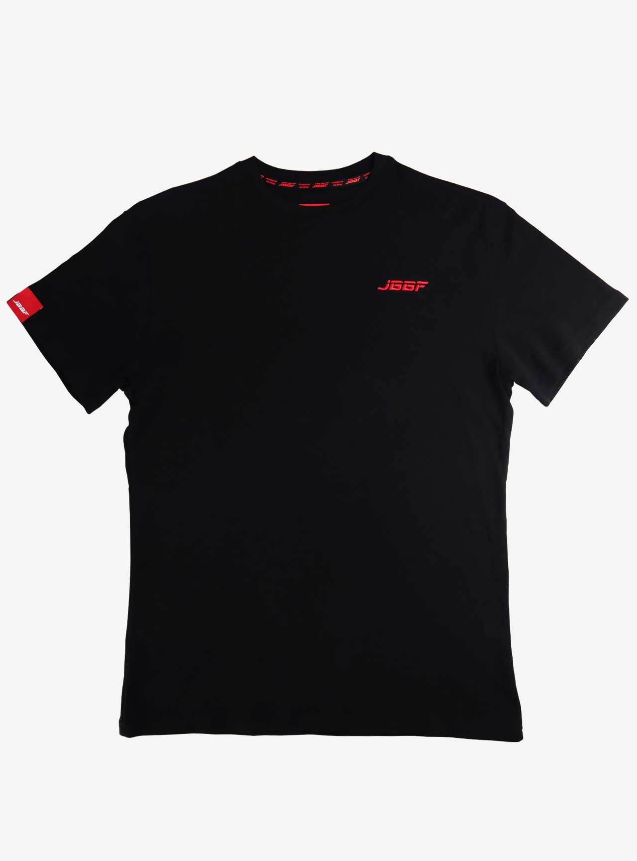 JBBF T-Shirt 黒x赤ロゴ刺繍