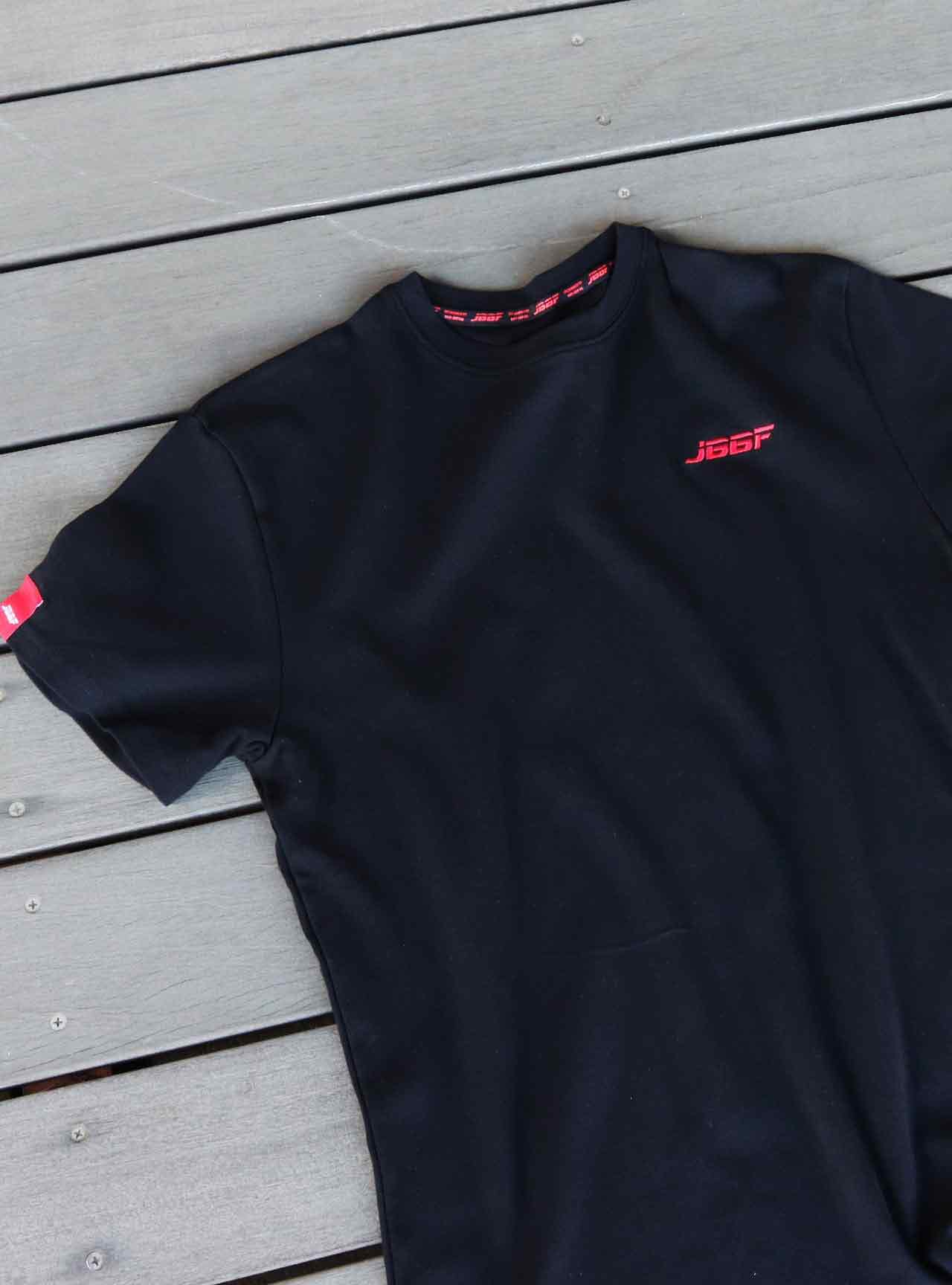 JBBF T-Shirt 黒T 刺繍x背面競技名 黒プリント