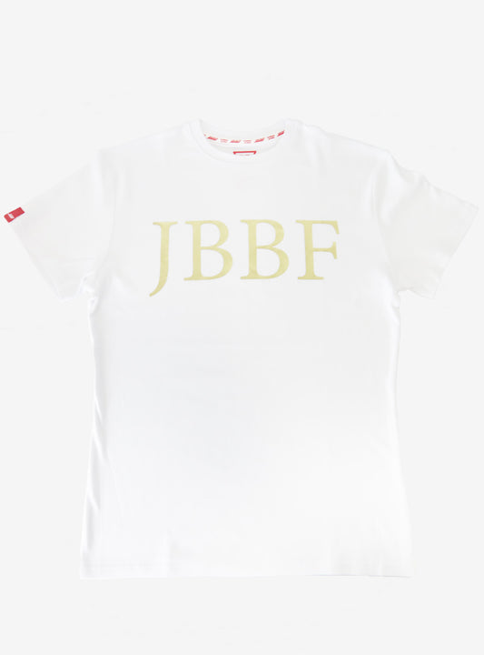JBBF T-Shirt 白ｘゴールド泊 ロゴ
